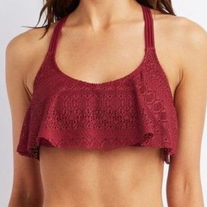 Charlotte Russe Crochet Flounce Bikini Top